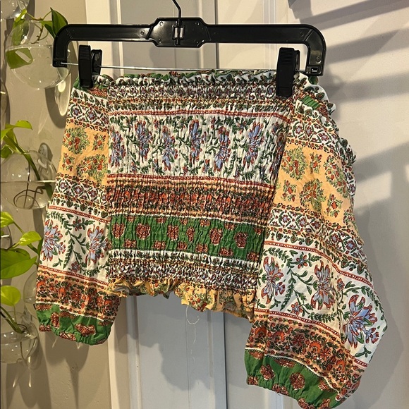 Zara Multicolor Floral Off-Shoulder Blouse - Picture 5 of 7